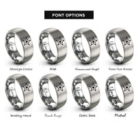 font options for inside engraving on silver star rings