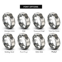 font options for inside engraving on grey star rings