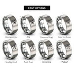 font options for inside engraving on grey star rings