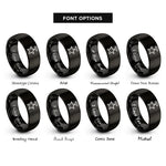 font options for inside engraving on black star halo rings