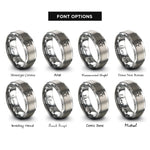 font options for inside engraving on silver star halo rings