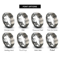 font options for inside engraving on silver star halo rings
