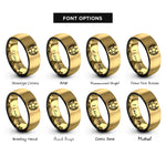 font options for inside engraving on black & gold star laurel rings