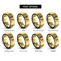 font options for inside engraving on black & gold star laurel rings