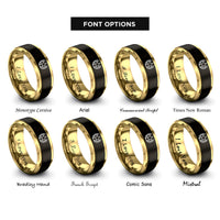 font options for inside engraving on black & gold star laurel rings