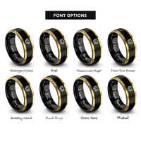 font options for inside engraving on black & gold star laurel rings