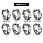 font options for inside engraving on silver star life rings