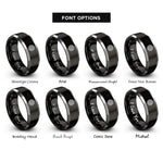font options for inside engraving on black & silver star mandala rings