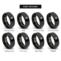 font options for inside engraving on black star mandala rings