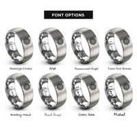 font options for inside engraving on gray star mandala rings