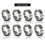 font options for inside engraving on silver star mandala rings