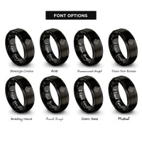 font options for inside engraving on black star map rings