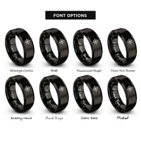 font options for inside engraving on black star of bethlehem rings