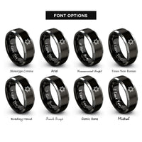 font options for inside engraving on black & grey star of david rings