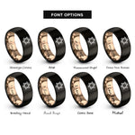 font options for inside engraving on black & rose gold star of david rings