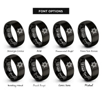 font options for inside engraving on black star of david rings