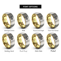 font options for inside engraving on gold & gray star of honor rings