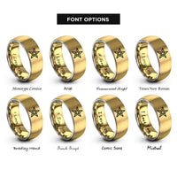 font options for inside engraving on gold & gray star of honor rings