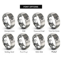 font options for inside engraving on gray star of honor rings