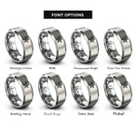 font options for inside engraving on silver star of honor rings