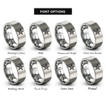 font options for inside engraving on grey star of honor rings