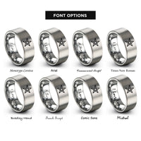font options for inside engraving on grey star of honor rings