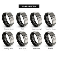 font options for inside engraving on black & silver star of life rings