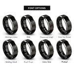 font options for inside engraving on black & silver star of life rings