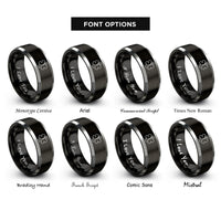 font options for inside engraving on black & silver star of life rings