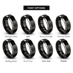 font options for inside engraving on black & silver star of life rings