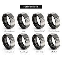 font options for inside engraving on black & silver star of life rings
