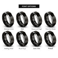 font options for inside engraving on black & gray star of life rings