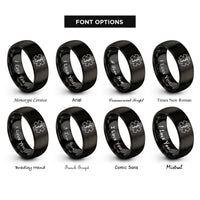 font options for inside engraving on black star of life rings