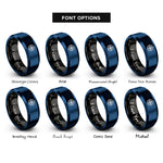 font options for inside engraving on black & blue star path compass rings