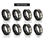 font options for inside engraving on black & gray star path compass rings