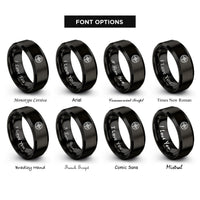 font options for inside engraving on black star path compass rings