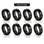 font options for inside engraving on black star pattern rings