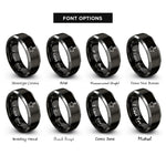 font options for inside engraving on black & grey star pin rings