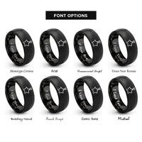 font options for inside engraving on black star pin rings
