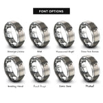 font options for inside engraving on silver star pin rings