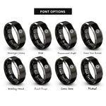 font options for inside engraving on black & gray star polygon rosette rings
