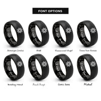 font options for inside engraving on black star polygon rosette rings