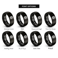 font options for inside engraving on black star polygon rosette rings