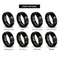 font options for inside engraving on black star polygon rosette rings