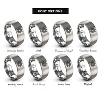 font options for inside engraving on gray star polygon rosette rings