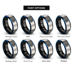 font options for inside engraving on black & blue & gray star rank chevron rings