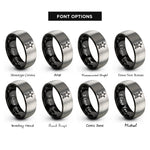 font options for inside engraving on black & grey star rank chevron rings