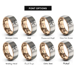 font options for inside engraving on rose gold & grey star rings