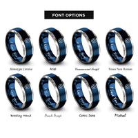 font options for inside engraving on blue & gray star shield rings