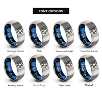 font options for inside engraving on blue & silver star sigil circle rings